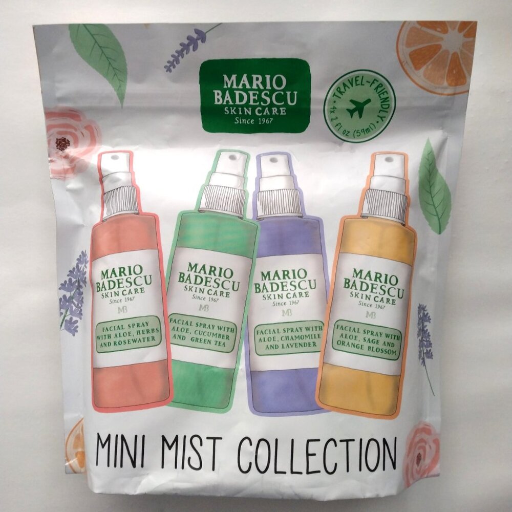 4pc Mario Badescu Mini Facial Mist Collection, Travel Friendly Sprays 2oz
